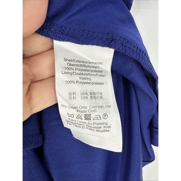 Dkny Womens Size 6 Blue Chiffon High-Low Sleeveless V-Neck Tie Waist Midi Dress - Picture 8 of 10